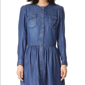 Kooples Western Chambray Long Sleeve Mini Dress